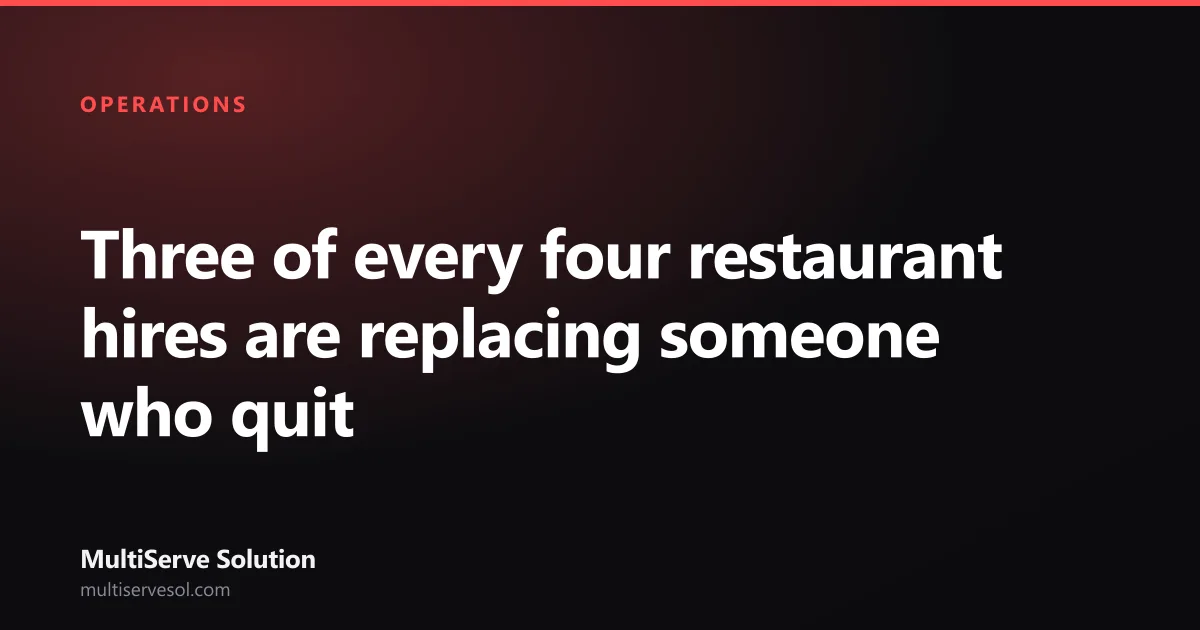 Article cover card reading "Three of every four restaurant hires are replacing someone who quit", labelled Operations